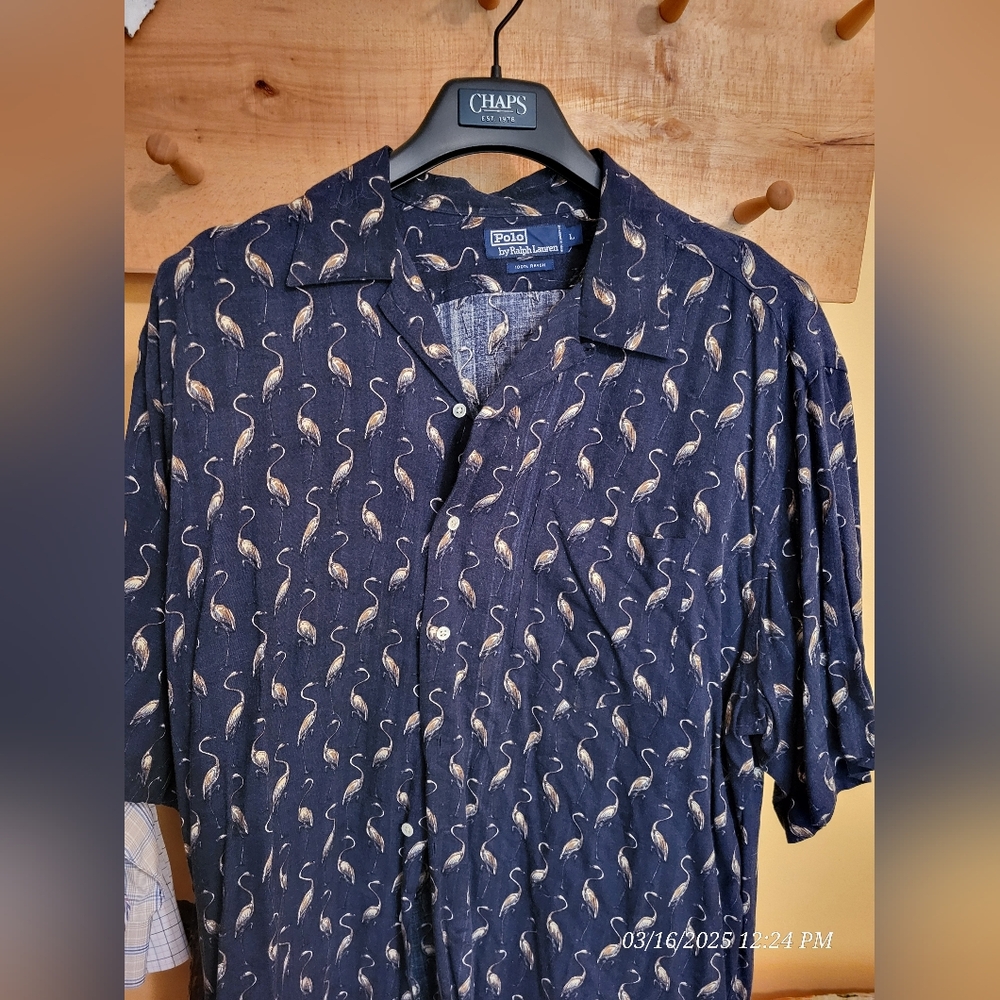 Polo by Ralph Lauren Blue Casual Button Down Shirt Nautical Pattern